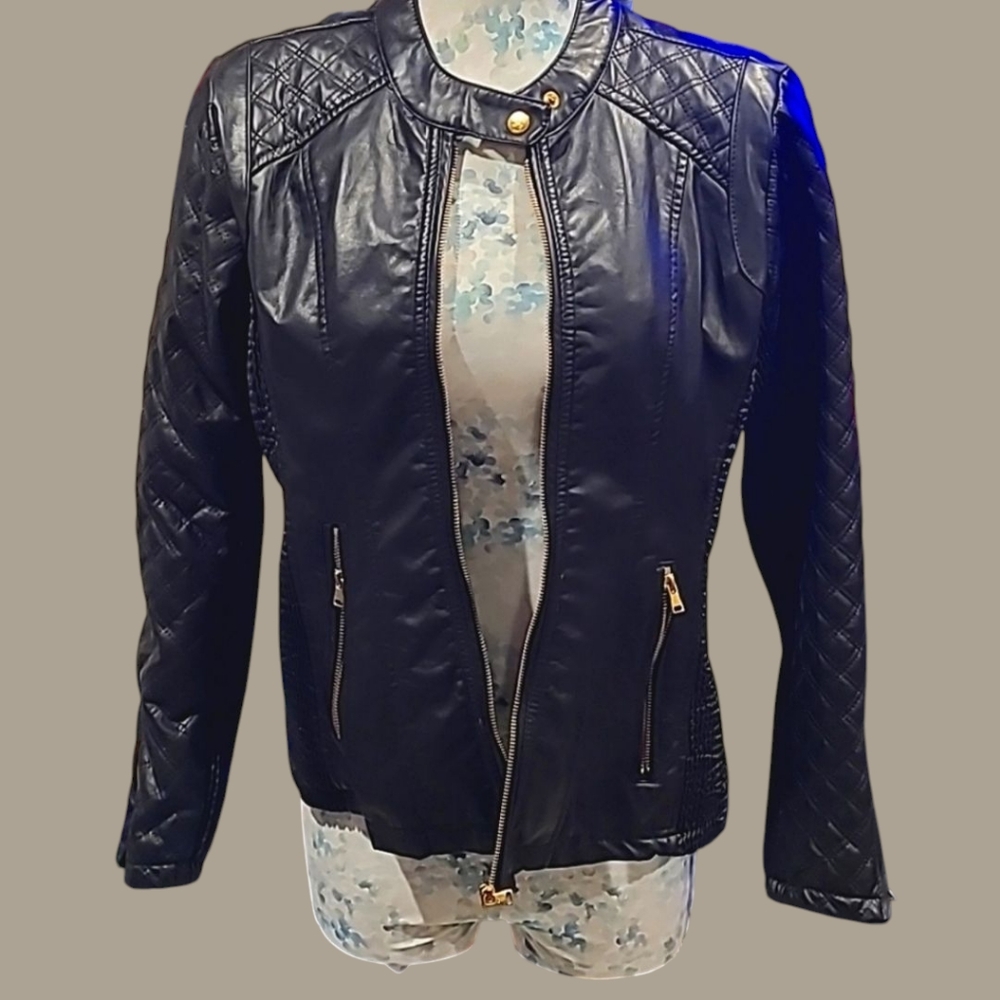 BB Winter Womans Faux Leather Moto Jacket